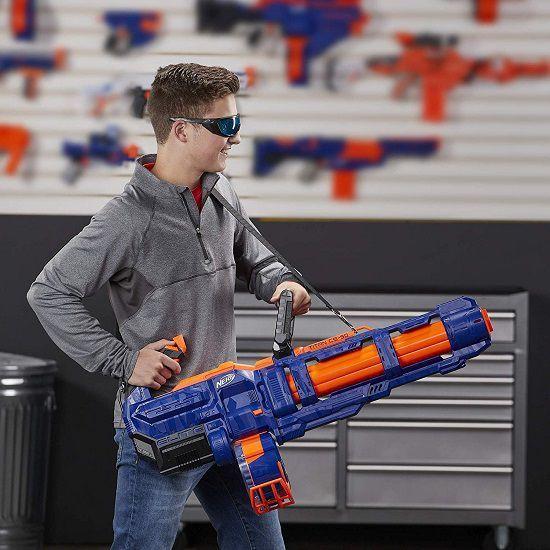 Lançador Nerf Elite Strike Titan CS-50 Motorizado ,Cano Giratorio